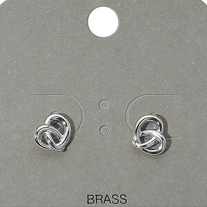 Silver Pretzel Knot Stud Earrings Fashion Statement Jewelry Accessory